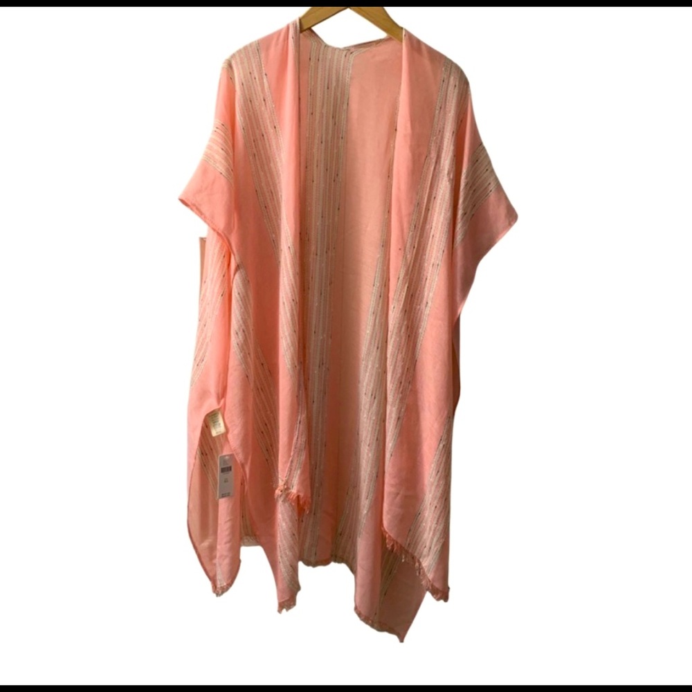 Anthropologie Sheer Pink Open Front Kimono Cover up